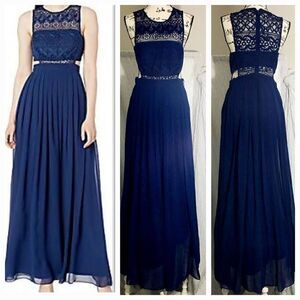Aidan Mattox Navy Lace Cut-Out Dress Size 6